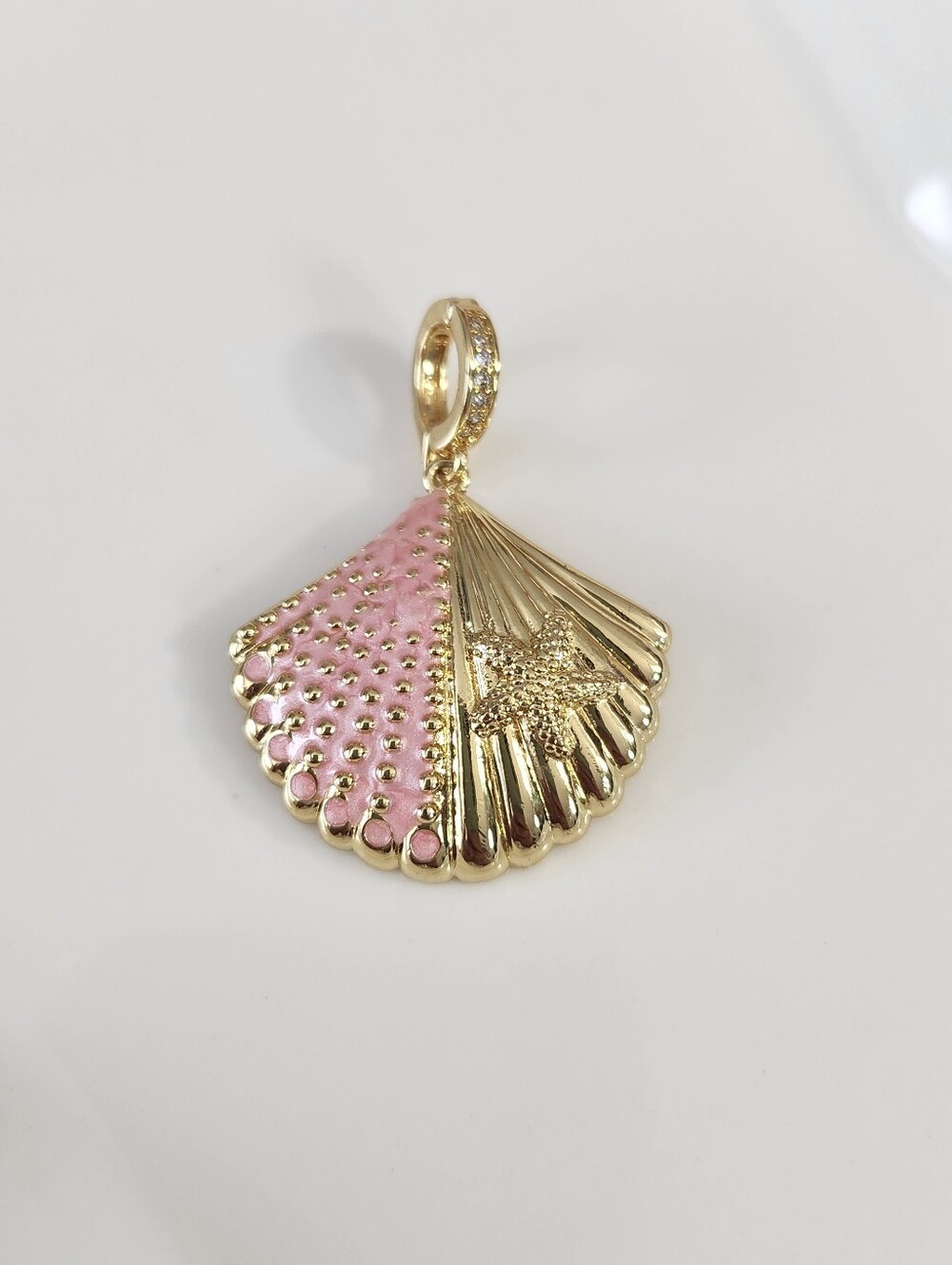 18k Gold Plated Pink Seashell Charm
